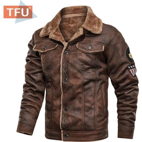 Men 2021 Autumn Thick Warm Fleece Leather Jacket Coat Men Winter Outwear Casual Military Bomber Motor Biker Leather Jackets Men