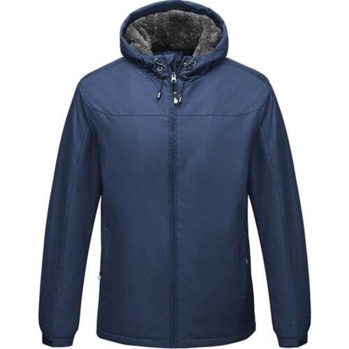 Men Outdoor Plus Velvet Thickening Hiking Jackets Solid Color Thermal Cap Rope Pullover Windproof Waterproof Coat Camping Jacket