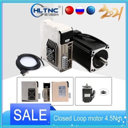 CNC NEMA 34 86HB250-80 Closed Loop motor 4.5NM 6A 2-phase Hybrid nema34 H2-758 AC Hybrid Servo Driver