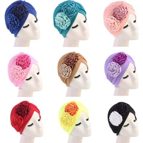 New Fashion Flower Turban Hat Women Muslim Bonnet Cap India Cap Under Scarf Bone Bonnet Neck Cover Muslim Women Hair Accessories