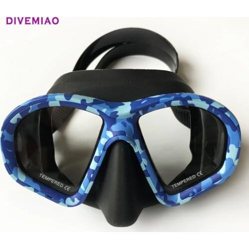 DIVEMIAO 2019 Newest Scuba Dive Mask With Box CAMO Spearfishing Mask for Snorkeling Gear Swim Goggles FREE DIVE eye wear