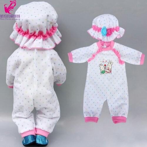 Baby New Born Doll Clothes White Pajama Set with Hat 18" American Doll Coat Pants Children Play Toys Gift