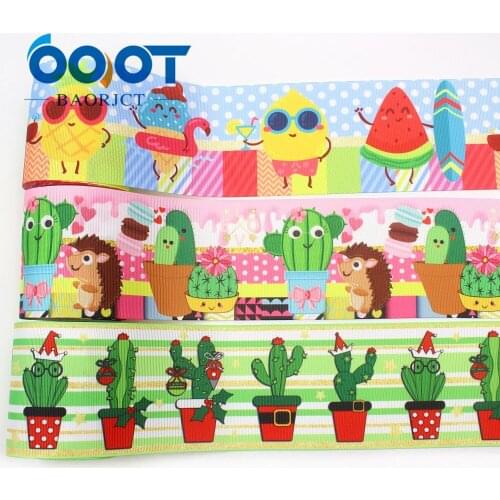 OOOT BAORJCT I-19912-2163,75mm 10yards Cartoon Thermal transfer Printed grosgrain Ribbons,tape crafts,bow cap DIY accessories