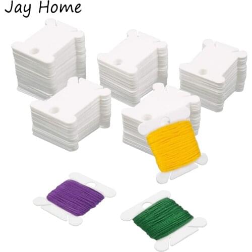 10-40Pcs Plastic Floss Bobbins Embroidery Thread Cards with 1pc Winders for Cross Stitch Cotton Thread Craft DIY Sewing Storage