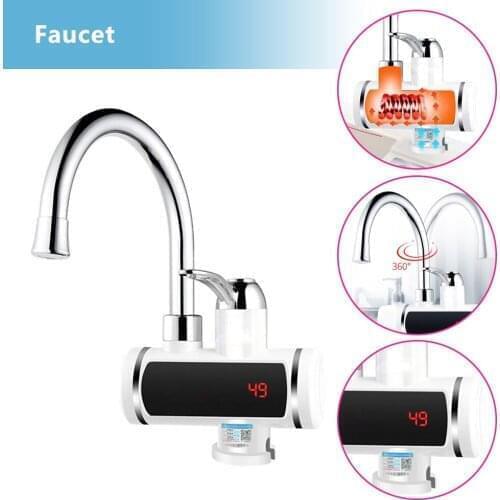360 Rotation Water Heater Tap Bathroom Kitchen Faucet Temperature Display Digital Tankless Instant Hot/Cold Water Heater Faucet