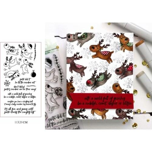 Christmas Qute Deer Snowflake Clear Silicone Stamps Stencils For DIY Scrapbooking Photo Album Decorative Embossing Cards Stamps