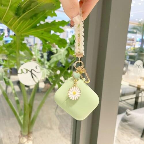 Luxury Cute Korean Flower Decoration Case for Apple Airpods Case ornament Accessories Bluetooth Earphone Silicone Cover Key Ring