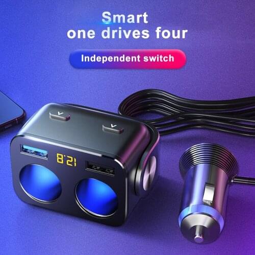 Car Cigarette Lighter Socket Splitter QC 3.0 Quick Charger Dual USB Charge 12V Auto Cigarette Lighter Sockets Power Adapter Plug