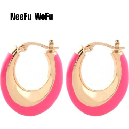 NeeFu WoFu Earring for Woman Ear Ring Zinc alloy Dripping oil Large Brinco Accessories Oorbellen Earrings jewelry