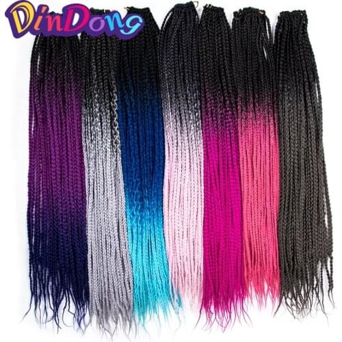 DinDong Ombre Crochet Box Braids Extensions 24 inch Ombre High Temperature Fiber Synthetic Braiding Hair
