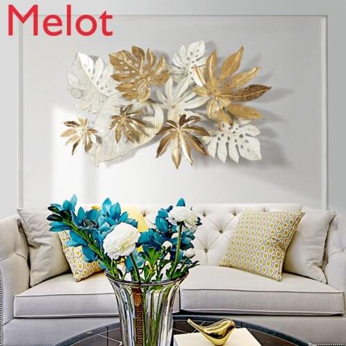 Nordic Wrought Iron Wall Hanging Leaves Wall Decoration Crafts Home Sofa Background 3D Stereo Wall Sticker Mural Accessories