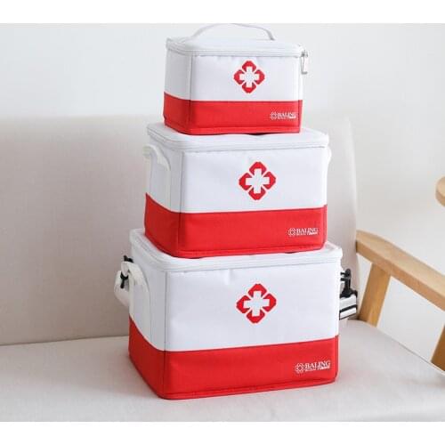Foldable Fabric First Aid Kit Container Home Storage Bag Medicine Box Multi-functional Layered Outdoor Travel Medical Box