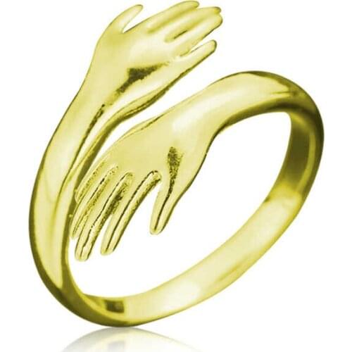 Tevuli 925 Sterling Silver Gold Wrap Hands Ring