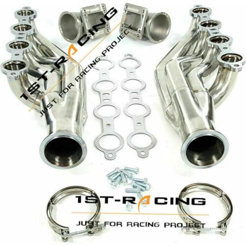Turbo Exhaust Manifold Headers FOR LS1 LS6 LSX GM V8 + Elbows T3 T4 to 3.0" V Band