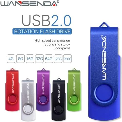 New Wansenda USB Flash Drive Swivel External Pen drive 256GB Memory Stick 128GB Pendrive 64GB 32GB 16GB 8GB 4GB Cle USB 2.0