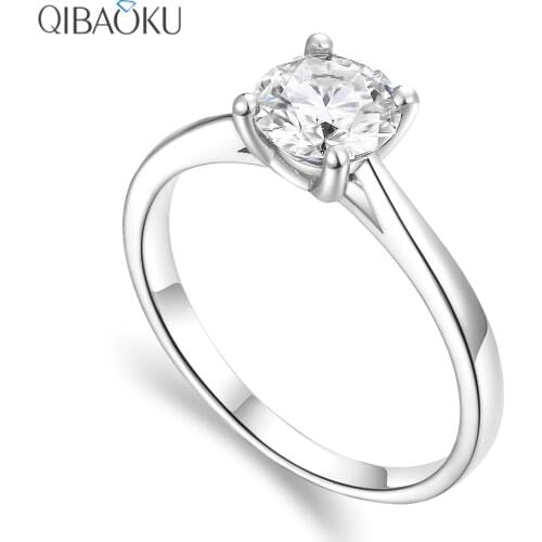 S925 Sterling Silver Moissanite Wedding Ring 1ct D Color Moissanite Engagement Ring Round Solitaire Simple Ring for Women