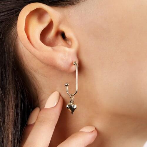 Heart Pendulum Gold Earrings 14 Carat Dorika Custom Design Handy Custom Craftsmanship Gift Gold Earring On Special