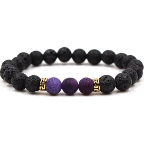 2021 popular Natural Black Volcanic Lava Stone Distance Bracelets Bangle for Men and Women Charm Cassic Jewelry fashion Pulseras