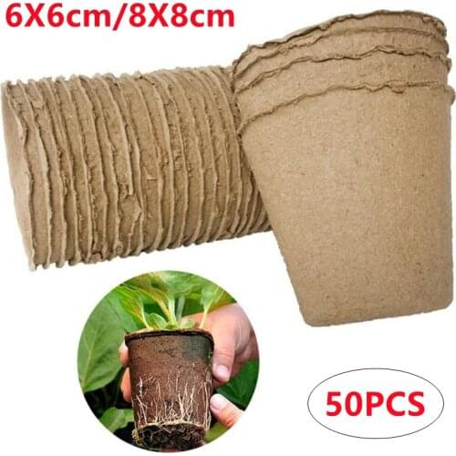 50Pcs Paper Pot Plant Starters Seedling Vegetable Herb Seed Nursery Cup Kit Organic Biodegradable Eco-Friendly Home Cultivation