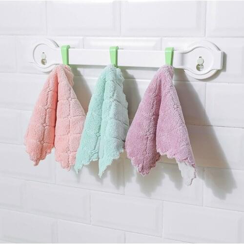 Nonstick Oil Coral Velvet Hanging Hand Towels Kitchen Dishclout Super Absorbent Washing Rag Tableware Cleaning Wiping Tools L3
