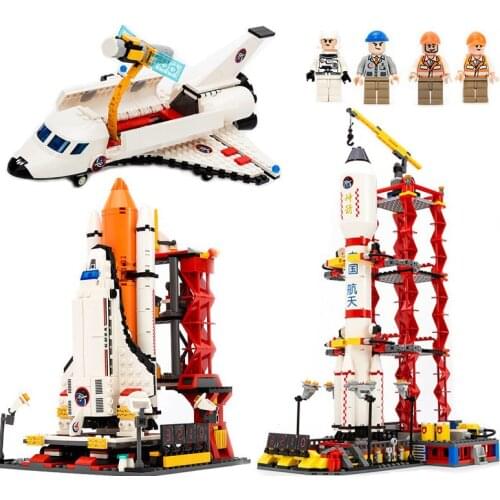 Aerospace Space Station Rocket Model Building Blocks Sets For Children City Shuttle satellite Launch Center kid Toys Gift