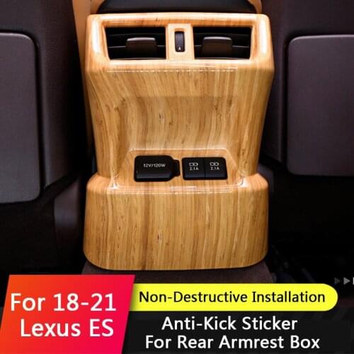 QHCP ABS Car Rear Air Vent Frame Back Armrest Box Cover Anti Kick Interior Decorative Accessories For Lexus ES200 260 300H 2018