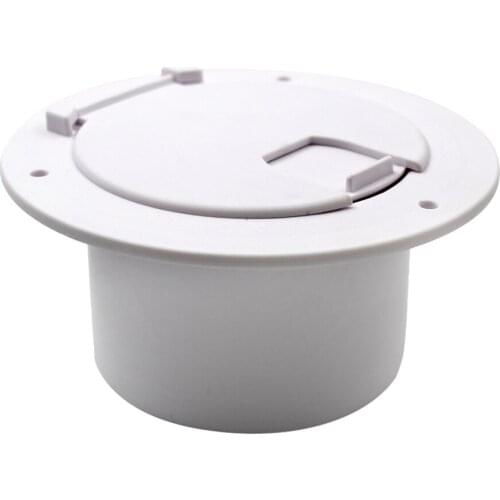White Round Electric Cable Hatch with Back for RV Boat 30 and 50 Amp Cords
