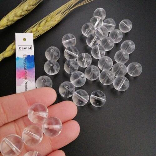Camal 50pcs 14MM Crystal Glass Smooth Clear Quartz Loose Beads Rondelle Ball For DIY Jewelry Making Bracelet Necklace Curtain