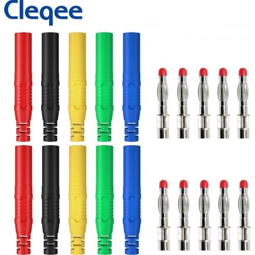Cleqee P3013 10pcs High Quality safety 4mm Shrouded Banana Plug Solder In line DIY assembly test leads connectors