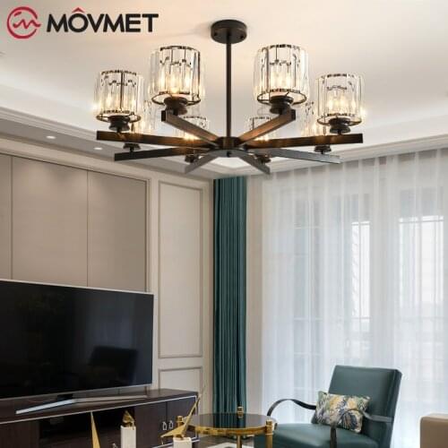 Crystal LED Chandelier With Metal K9 Glass Copper For Livingroom Restaurant Bedroom Iron Gold E27 Ceiling Lamp Pendant LightHome