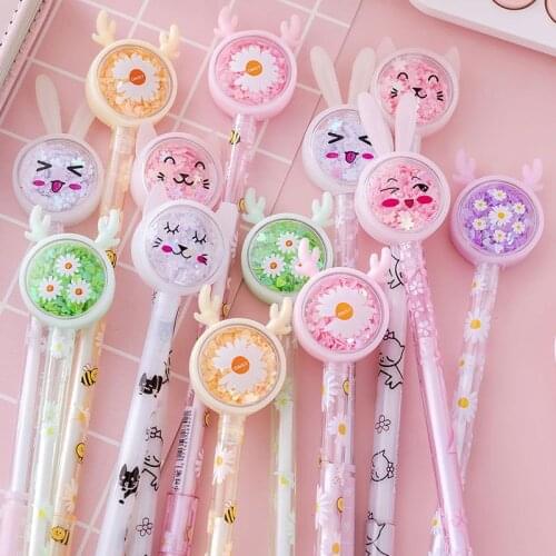 Kawaii Butterfly Fawn Flash Black Gel Ink Pen For Girls Women School Student Stationery Accessories Gift For Kids Office