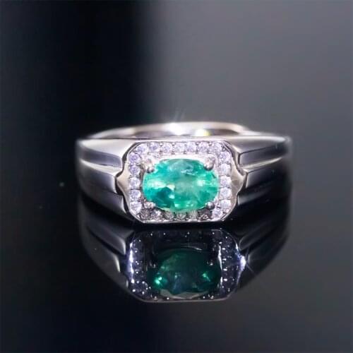 Natural Emerald ring 925 silver Fine Jewelry Gift For men‘s ring