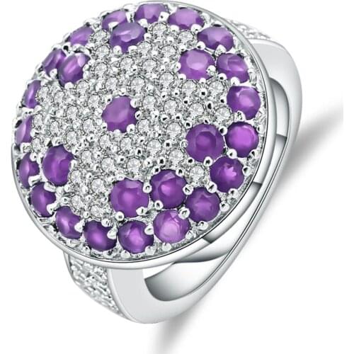 Gems Ballet Natural Amethyst Gemstone Ring 925 Sterling Silver Halo Cocktail Rings For Women Wedding Fine Jewelry