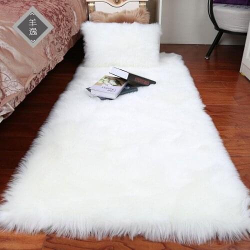 36 soft European bedroom carpet imitation wool pad long hair bedside bay window cushion sofa cushion white red window carpet