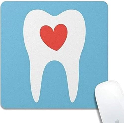 Mouse Pads Personalized Tooth Silhouette Love Heart Dentist Dental Offical Desktop or Gaming Cloth Surface Natural Rubber