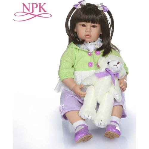 50CM real baby size long straight hair princess reborn toddler girl doll Asian bebe doll realista toys for children brinquedos