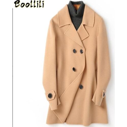 Boollili 2020 100% Wool Coat Men Double Breasted Long Jacket Spring Fall Mens Coats and Jackets Manteau Homme