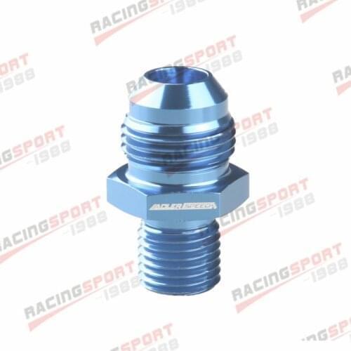 Male AN8 AN-8 Flare To M14x1.5 mm Metric Straight Fitting Aluminum Alloy Blue