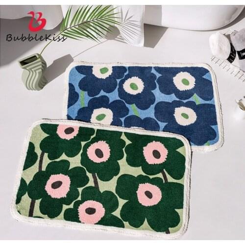 Bubble Kiss Flower Pattern Soft Non Slip Bath Mat Bathroom Mat Absorbent Kitchen Toilet Entrance Carpet High Quality Decor Rug