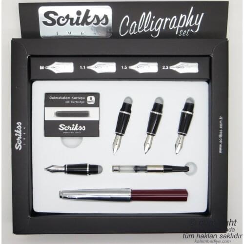 Scrikss Calligraphy Set Metal-Burgundy | Scrikss Calligraphy | İsme Special Pen | Gift Pen