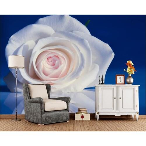 Papel de parede Roses Closeup White Reflection Flower 3d wallpaper mural,living room bedroom TV wall kitchen restaurant cafe bar