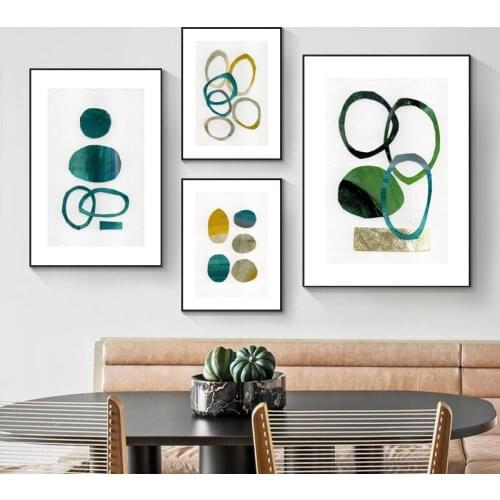 Nordic Abstract Green Round Combination Shape Wall Art Poster Canvas Painting Decor Modern Print Home Decoration Pictuers