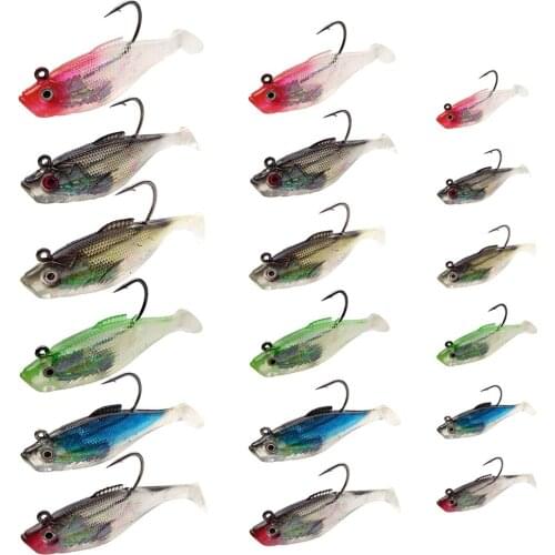Shaddock 10Pcs Fishing Lures With T Tail 3D Eyes Soft Lead Jig Lures Single Hook Baits Artificial Bait 6cm 8cm 10cm