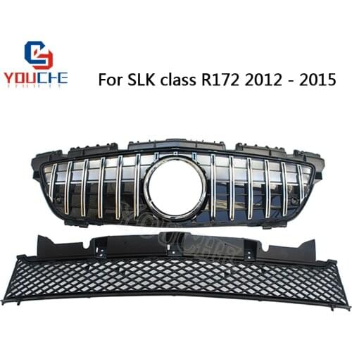 R172 GT Style Silver Grill GT R Front Bumper Grille Mesh For Mercedes SLK Class R172 2012 - 2015