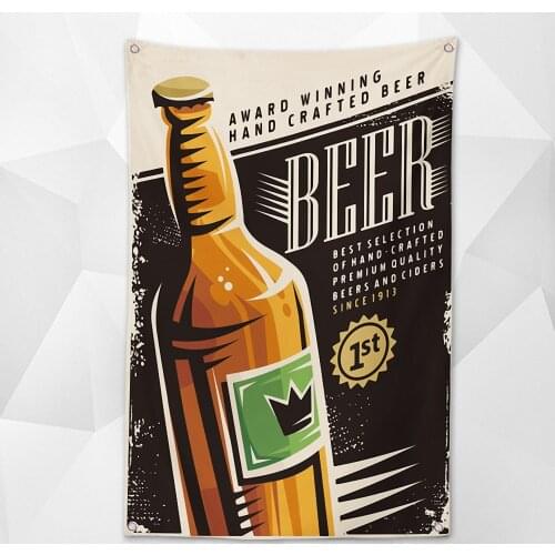 AWARD WINNING HAND CRAFTED BEER Shabby Retro Banner Wall Art Bar Winery Home Decoration Beer Day Poster Hanging Chart Flag Gift