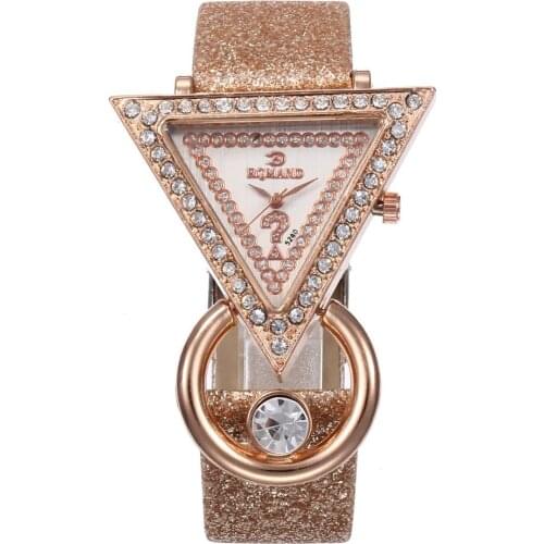 Luxury Leather Band WomenS Watches Geometric Rhinestone Surface Fashion Casual Simple Dress Diamond Quartz Wristwatches Gifts