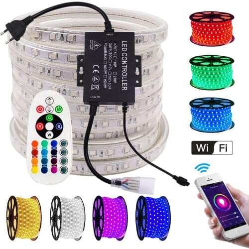 Led Strip Light WIFI RGB 5050 60LED 1500W Controller 24key Remote Kit Flexible Led Ribbon Waterproof IP67 Home Decortion 1-100m