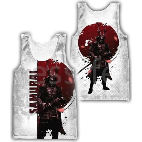 Tessffel Japanese Samurai Skull Art Tattoo 3DPrint Men/Women Summer Funny Streetwear Harajuku Vest Casual Sleeveless TankTop A-2