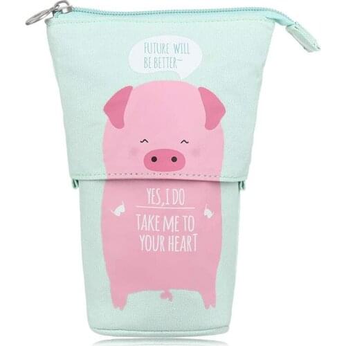 Transformer Stand Store Pencil Holder Pencil Case Organizer Stationery Pen Case Box Desk Organizer (Pig)