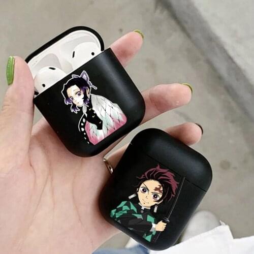 Japan Anime Demon Slayer Cute Headphones Cases For Apple AirPods 2/1 Soft Black Matte TPU Shockproof AirPods 2 Earphone Funds